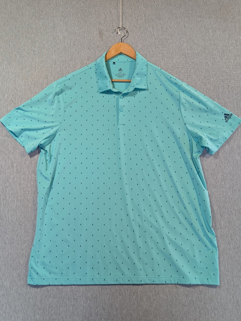 Adidas Pine Tree Golf Polo Shirt Men's 2XL Primegreen All Over Print